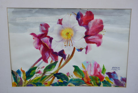 Red Flowers by Ramon Garcia, Watercolor on Paper P3527