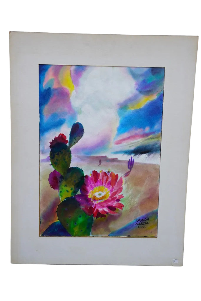 Cactus Flower in the Desert by Ramon Garcia, Watercolor on Paper P3529