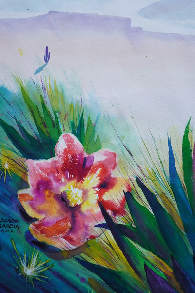 Cactus Flower by Ramon Garcia, Watercolor on Paper P3531