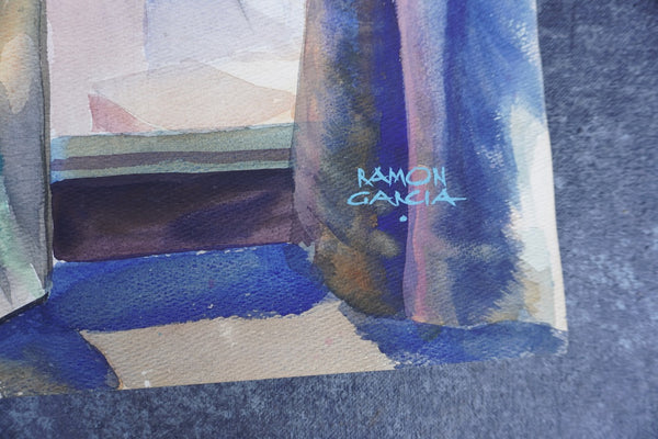 Flowers in the Windowsill by Ramon Garcia, Watercolor on Paper P3532
