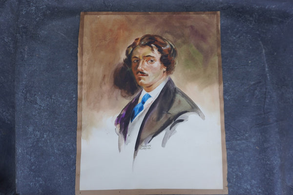 Self Portrait by Ramon Garcia, Watercolor on Paper P3534