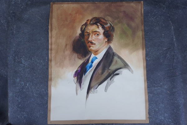 Self Portrait by Ramon Garcia, Watercolor on Paper P3534