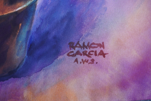 Potted Flowers Still Life by Ramon Garcia, Watercolor on Paper P3535