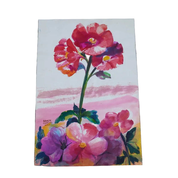 Pink Flowers by Ramon Garcia, Watercolor on Paper P3536