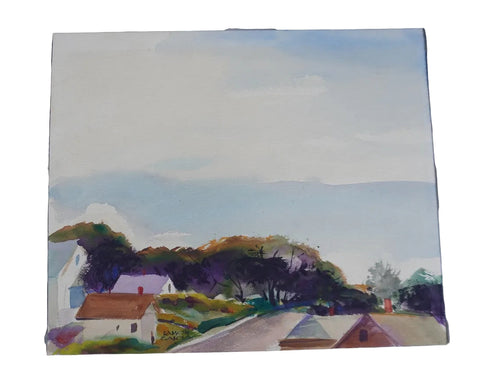 Hillside of Houses by Ramon Garcia, Watercolor on Paper P3537
