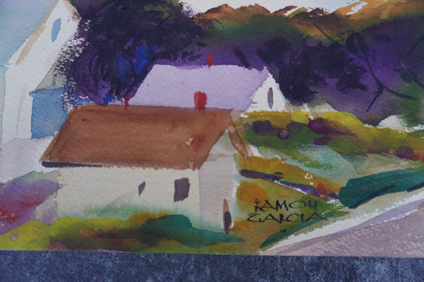 Hillside of Houses by Ramon Garcia, Watercolor on Paper P3537