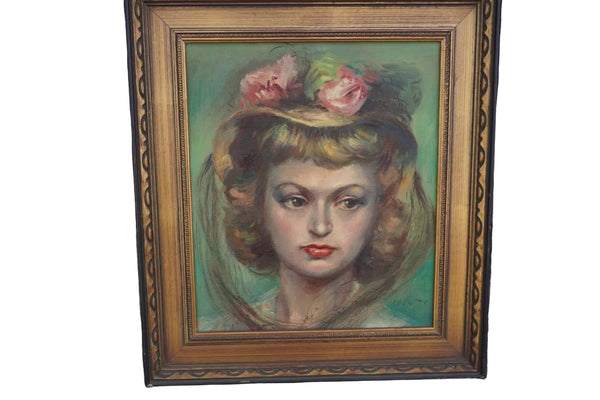 Unsigned Portrait of a Young Woman, Oil on Canvas, Framed P3539