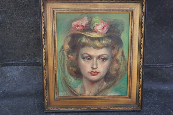 Unsigned Portrait of a Young Woman, Oil on Canvas, Framed P3539