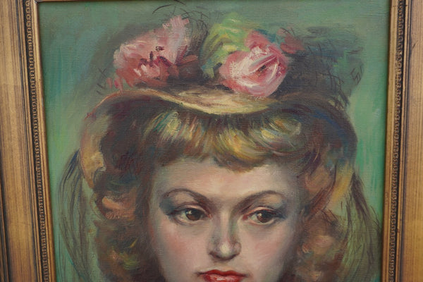 Unsigned Portrait of a Young Woman, Oil on Canvas, Framed P3539