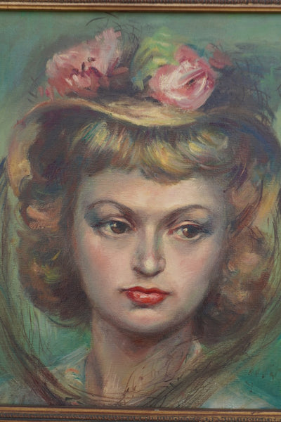 Unsigned Portrait of a Young Woman, Oil on Canvas, Framed P3539