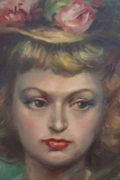 Unsigned Portrait of a Young Woman, Oil on Canvas, Framed P3539