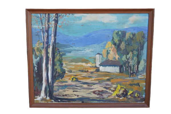 Barn Landscape by Christian Gronfeldt, Oil on Board P3541
