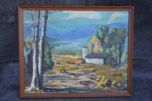 Barn Landscape by Christian Gronfeldt, Oil on Board P3541