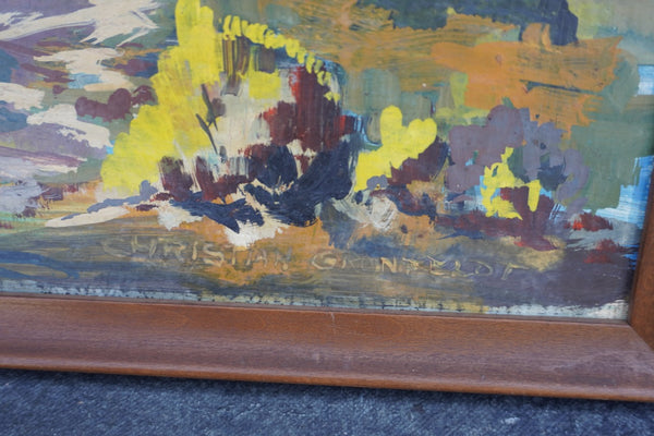 Barn Landscape by Christian Gronfeldt, Oil on Board P3541