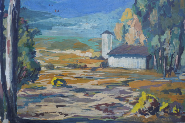 Barn Landscape by Christian Gronfeldt, Oil on Board P3541