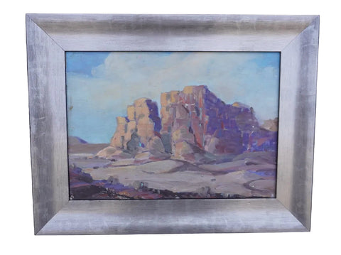 Cathedral Rock, Red Rock Canyon, CA by Walt Lee, Oil on Board P3545