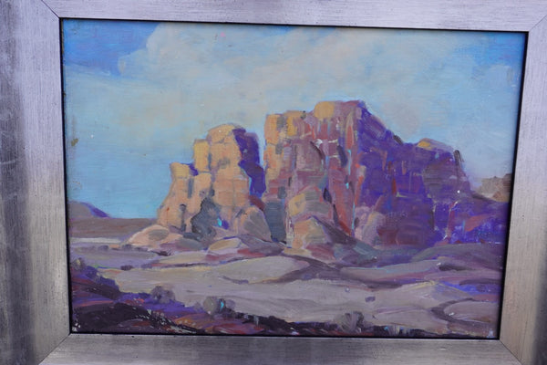 Cathedral Rock, Red Rock Canyon, CA by Walt Lee, Oil on Board P3545
