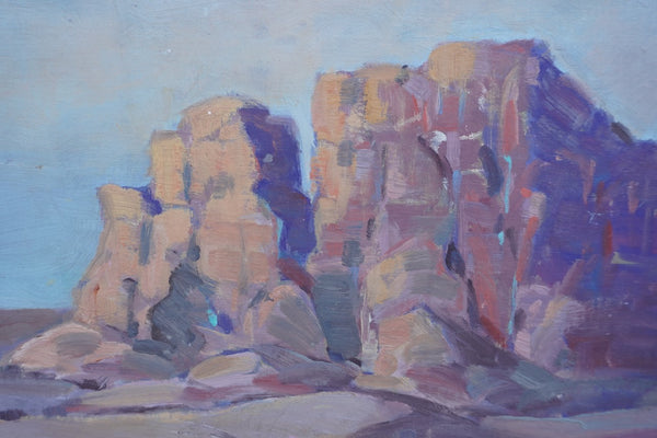 Cathedral Rock, Red Rock Canyon, CA by Walt Lee, Oil on Board P3545