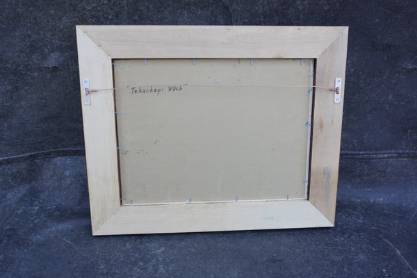 Tehachapi Wash by Walt Lee, Oil on Board, Burled Wood Frame P3548