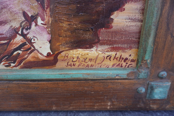 Riders in the Corral by Bernard Baruch Zakheim, Oil on Canvas P3556