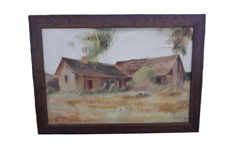 Santa Barbara Adobe by Milfred Zhornes c. 1938, Oil on Canvas P3568
