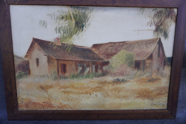 Santa Barbara Adobe by Milfred Zhornes c. 1938, Oil on Canvas P3568