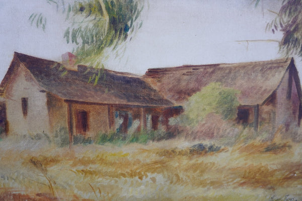 Santa Barbara Adobe by Milfred Zhornes c. 1938, Oil on Canvas P3568