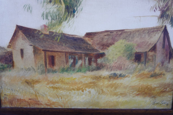 Santa Barbara Adobe by Milfred Zhornes c. 1938, Oil on Canvas P3568