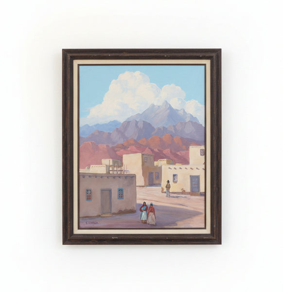 Adobe Scene by S. Lehrer, Oil on Canvas P3571