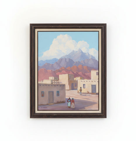 Adobe Scene by S. Lehrer, Oil on Canvas P3571