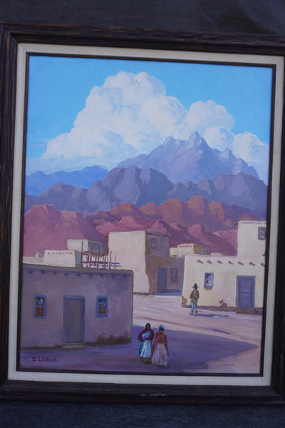Adobe Scene by S. Lehrer, Oil on Canvas P3571