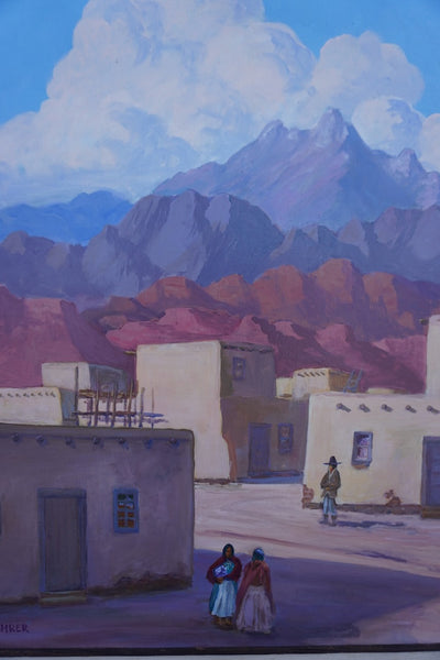 Adobe Scene by S. Lehrer, Oil on Canvas P3571