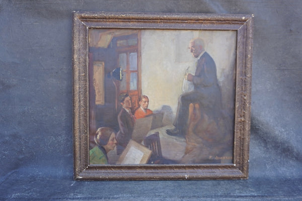 Art Class / Life Study Scene, Signed F. Johnson, Oil on Canvas P3577
