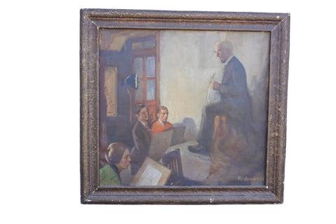 Art Class / Life Study Scene, Signed F. Johnson, Oil on Canvas P3577