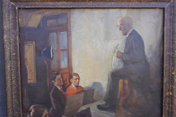 Art Class / Life Study Scene, Signed F. Johnson, Oil on Canvas P3577