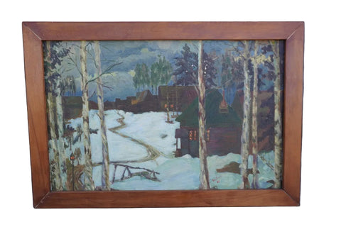 Cabin Scene c. 1961 by M. Skoss, Oil on Masonite P3579