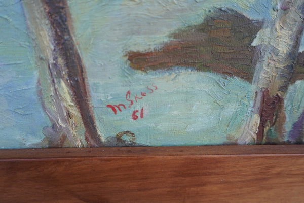 Cabin Scene c. 1961 by M. Skoss, Oil on Masonite P3579