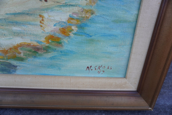 Fishermen at Sea by M. Skoss, Oil on Masonite P3580