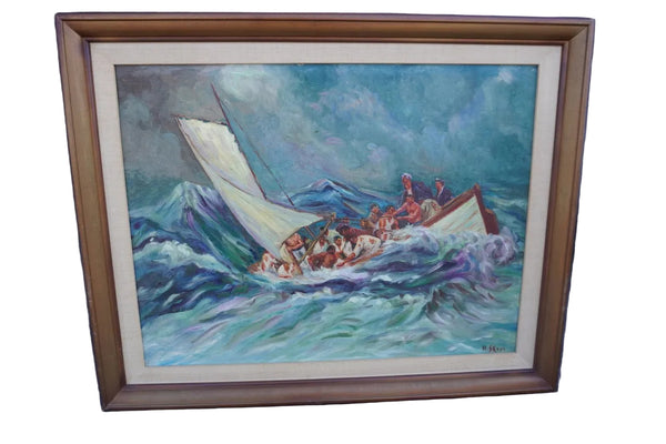 Sailing in Rough Seas by M. Skoss, Oil on Masonite P3581