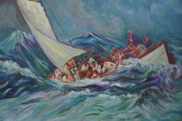 Sailing in Rough Seas by M. Skoss, Oil on Masonite P3581