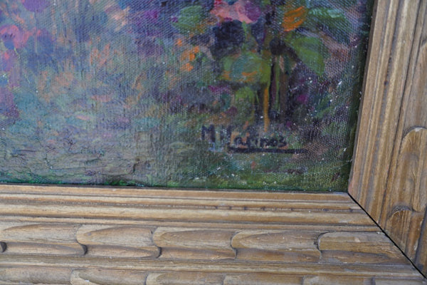 San Juan Capistrano Mission Cloister by M. Marinos, Oil on Camvas P3589
