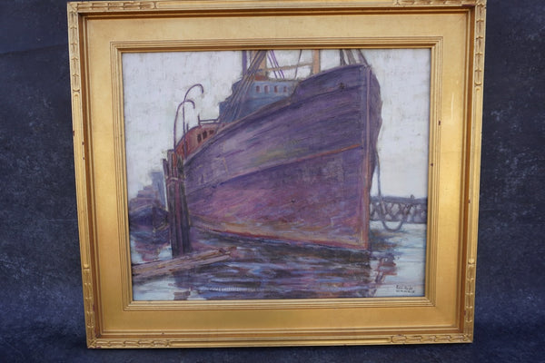 San Pedro Harbor by Sam Hyde Harris, Oil on Canvas P3595