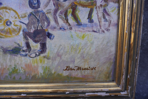 Stage Coach Holdup by Ben Messick, Oil on Board P3598