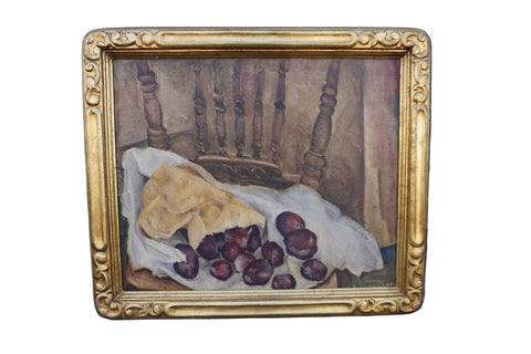 Still Life of Plums by Rinaldo Cuneo, Oil on Canvas P3599