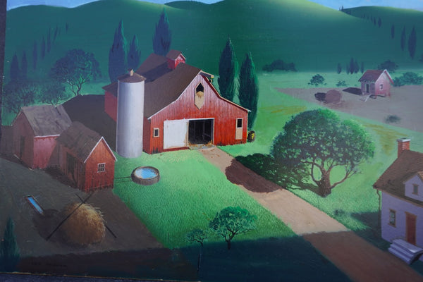 Barnyard Scene by Irv Wyner, Oil on Masonite, Unframed P3600