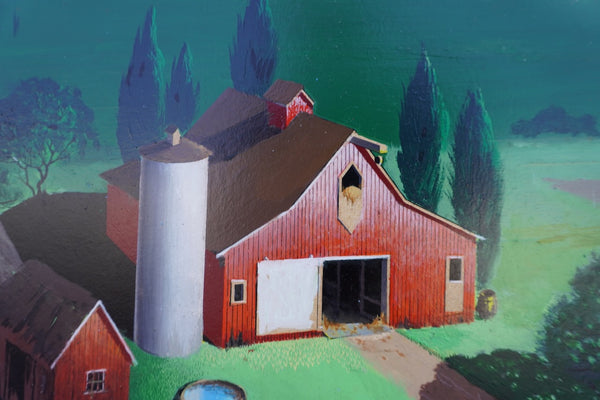 Barnyard Scene by Irv Wyner, Oil on Masonite, Unframed P3600