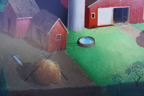 Barnyard Scene by Irv Wyner, Oil on Masonite, Unframed P3600