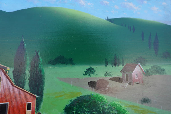 Barnyard Scene by Irv Wyner, Oil on Masonite, Unframed P3600