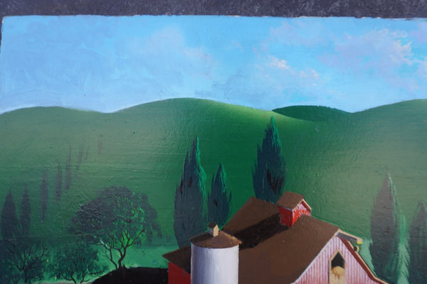 Barnyard Scene by Irv Wyner, Oil on Masonite, Unframed P3600