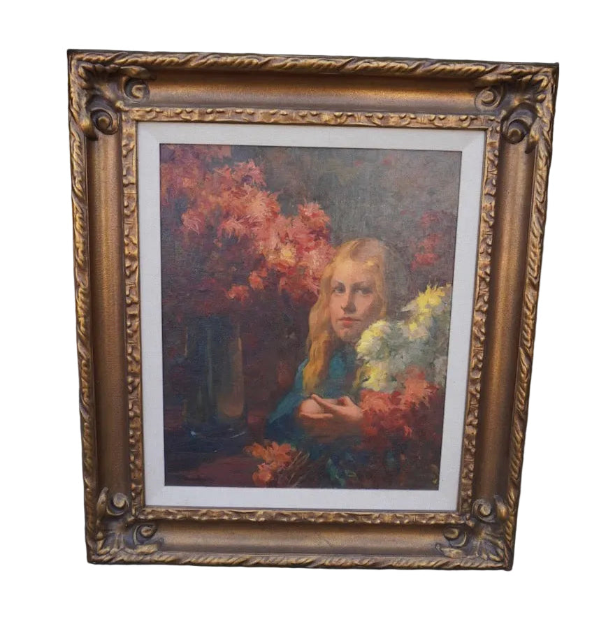 A Portrait of the Artist's Daughters c.1914 by Jean Mannheim, Oil on Canvas P3602